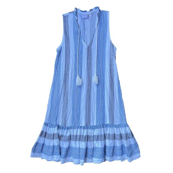 I.M.A Luxury Collection Blue White Striped Tassel Ruffle Dress - Size XS - Picture 2 of 8